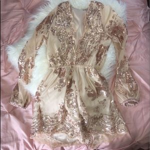 Rose gold sequin romper